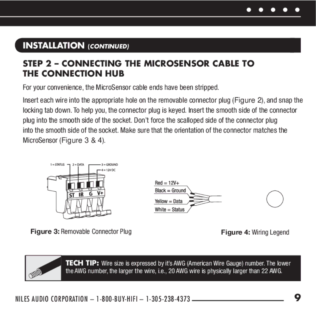 RCA DHT235AB, RCA-HT2 manual Connecting the MicroSensor Cable to the Connection Hub, Removable Connector Plug 