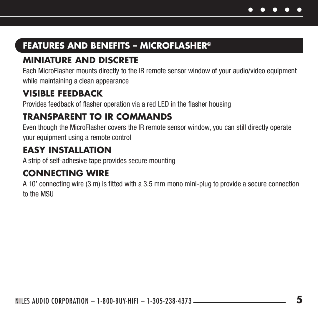 RCA DHT235AB, RCA-HT2 manual Features and Benefits Microflasher 