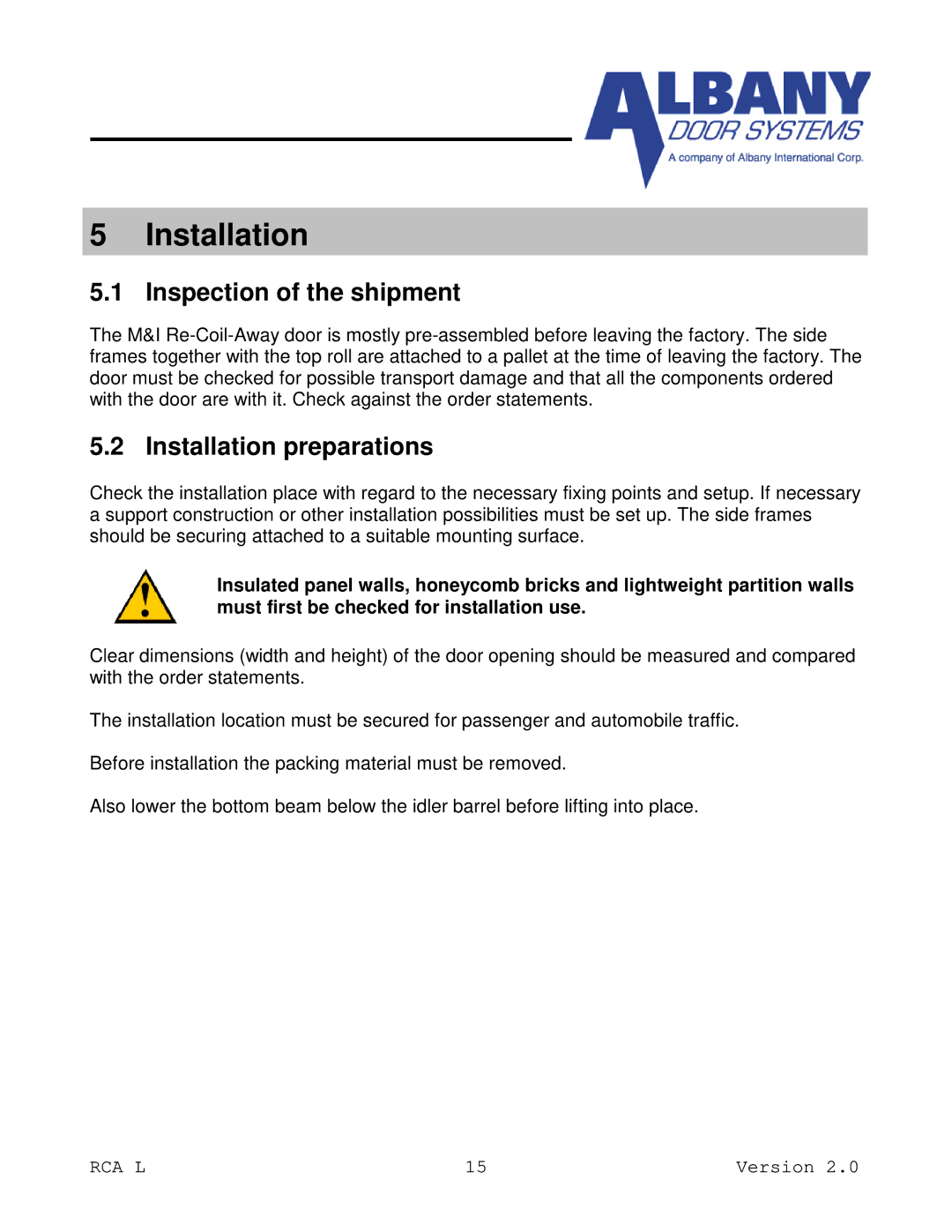 RCA RCA L owner manual Inspection of the shipment, Installation preparations 