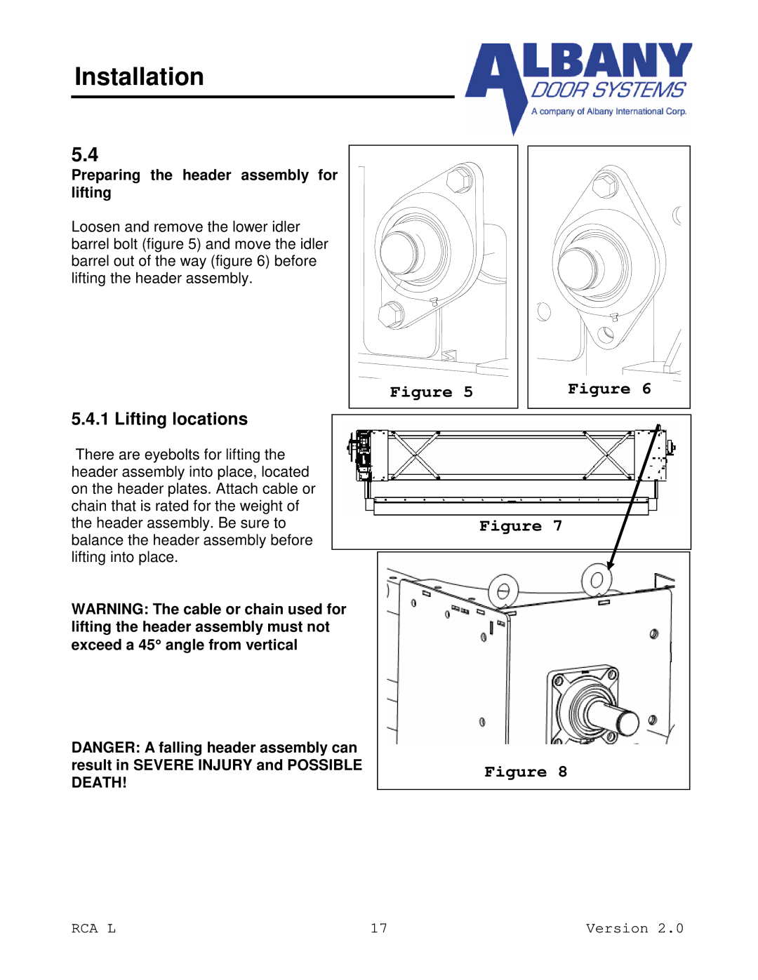 RCA RCA L owner manual Lifting locations, Preparing the header assembly for Lifting 