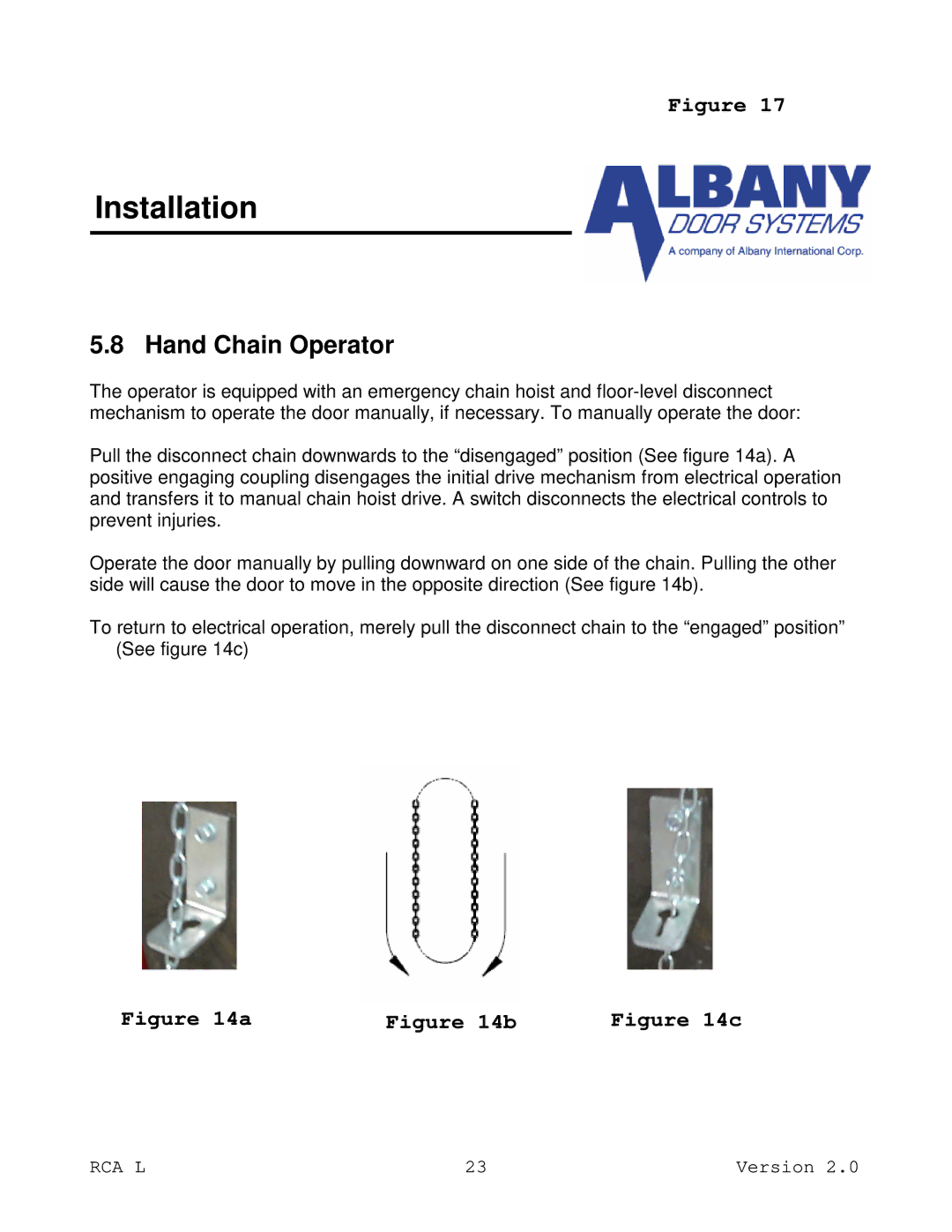 RCA RCA L owner manual Hand Chain Operator 