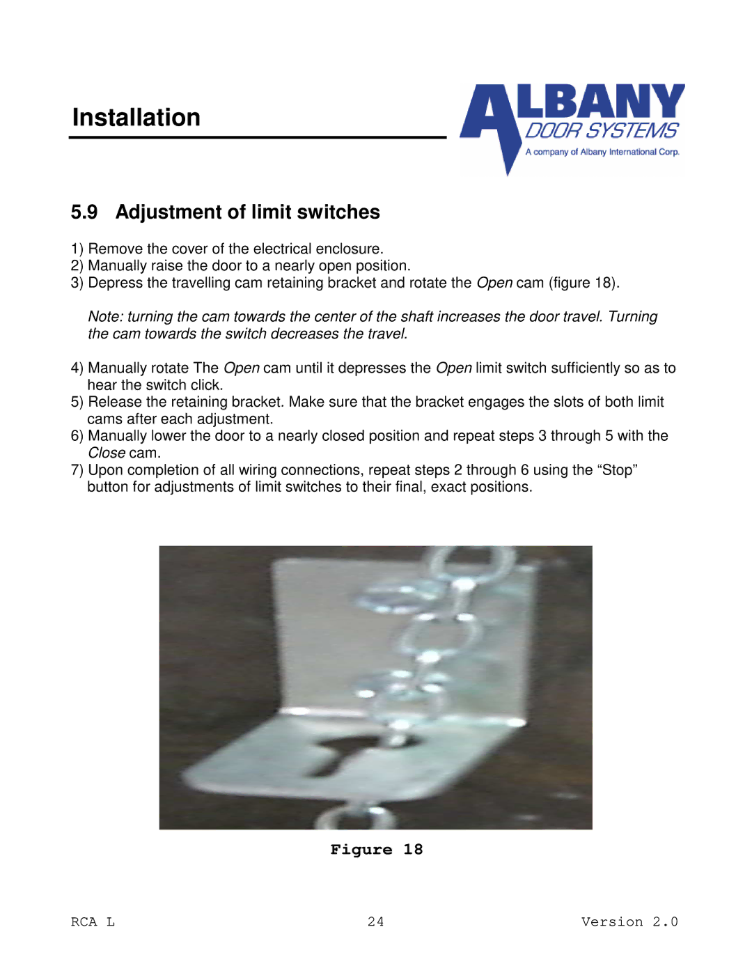 RCA RCA L owner manual Adjustment of limit switches 