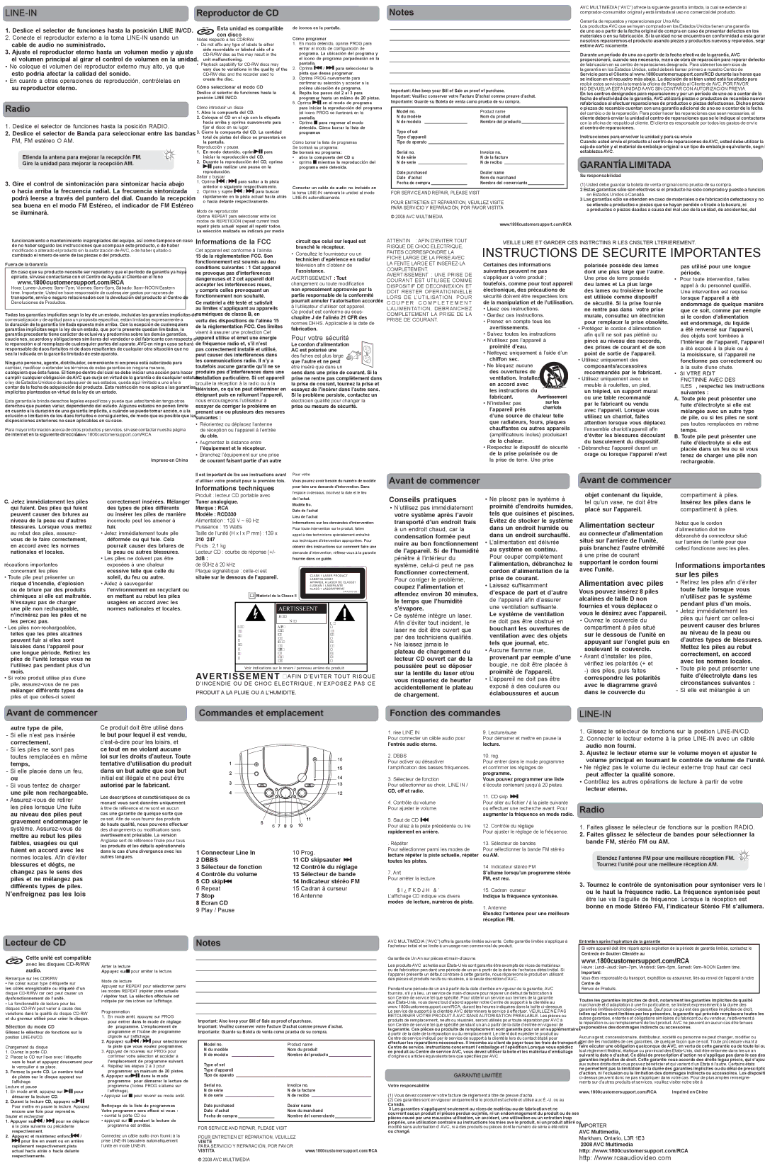 RCA RCD330 user manual Reproductor de CD, Avant de commencer, Lecteur de CD 