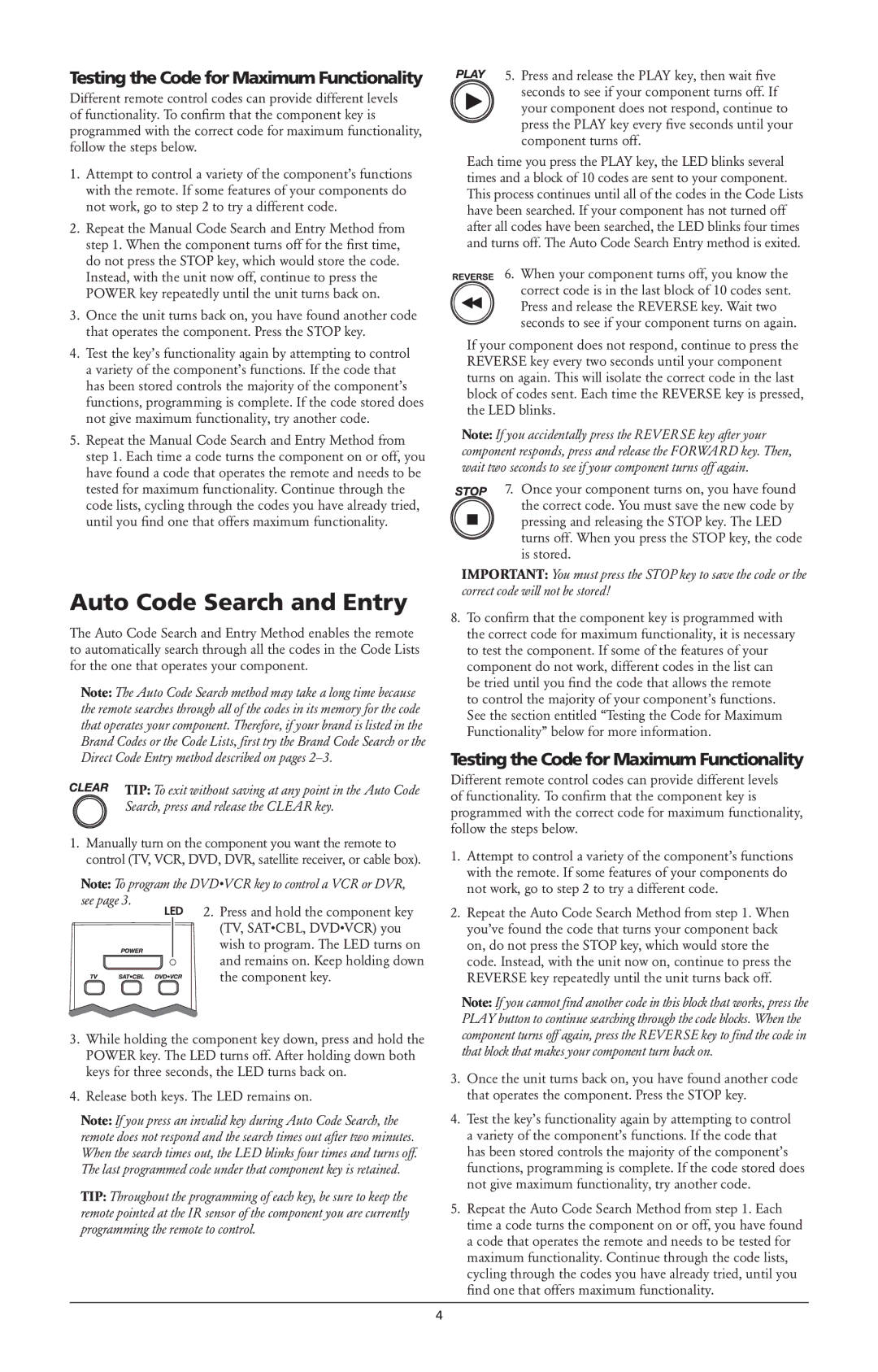 RCA RCR-3283, RCR3383 owner manual Auto Code Search and Entry, See 