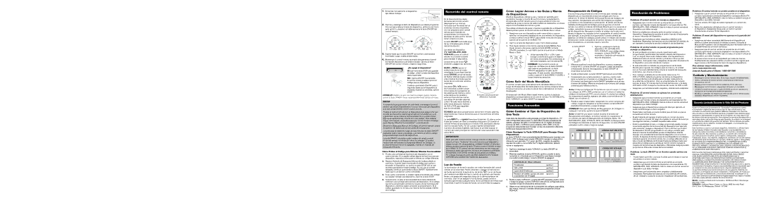 RCA RCR412SIN, RCR412BN, RCR412SN owner manual Cómo Salir del Modo Menú/Guía, Cuidado y Mantenimiento, Luz de fondo 