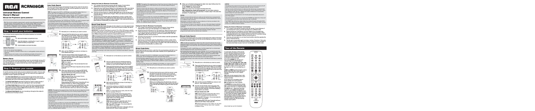 RCA RCRN08GR owner manual Install your batteries, Tour of the Remote, Program your remote, To install the batteries 