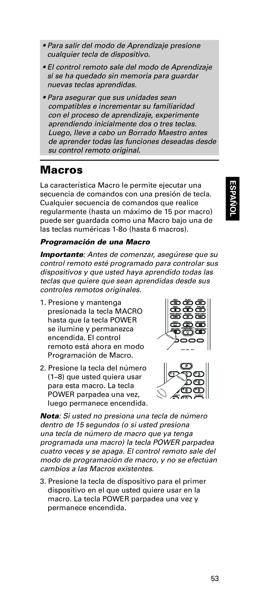 RCA RCRPS06GR owner manual Macros, Programación de una Macro 