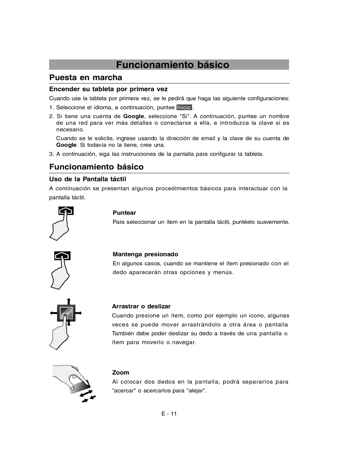 RCA RCT6077W2 user manual Funcionamiento básico, Puesta en marcha 