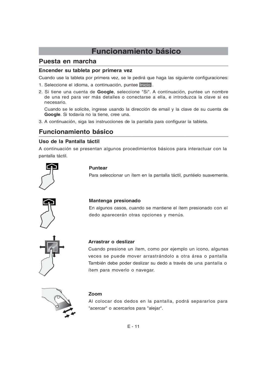 RCA RCT6077W22 user manual Funcionamiento básico, Puesta en marcha 