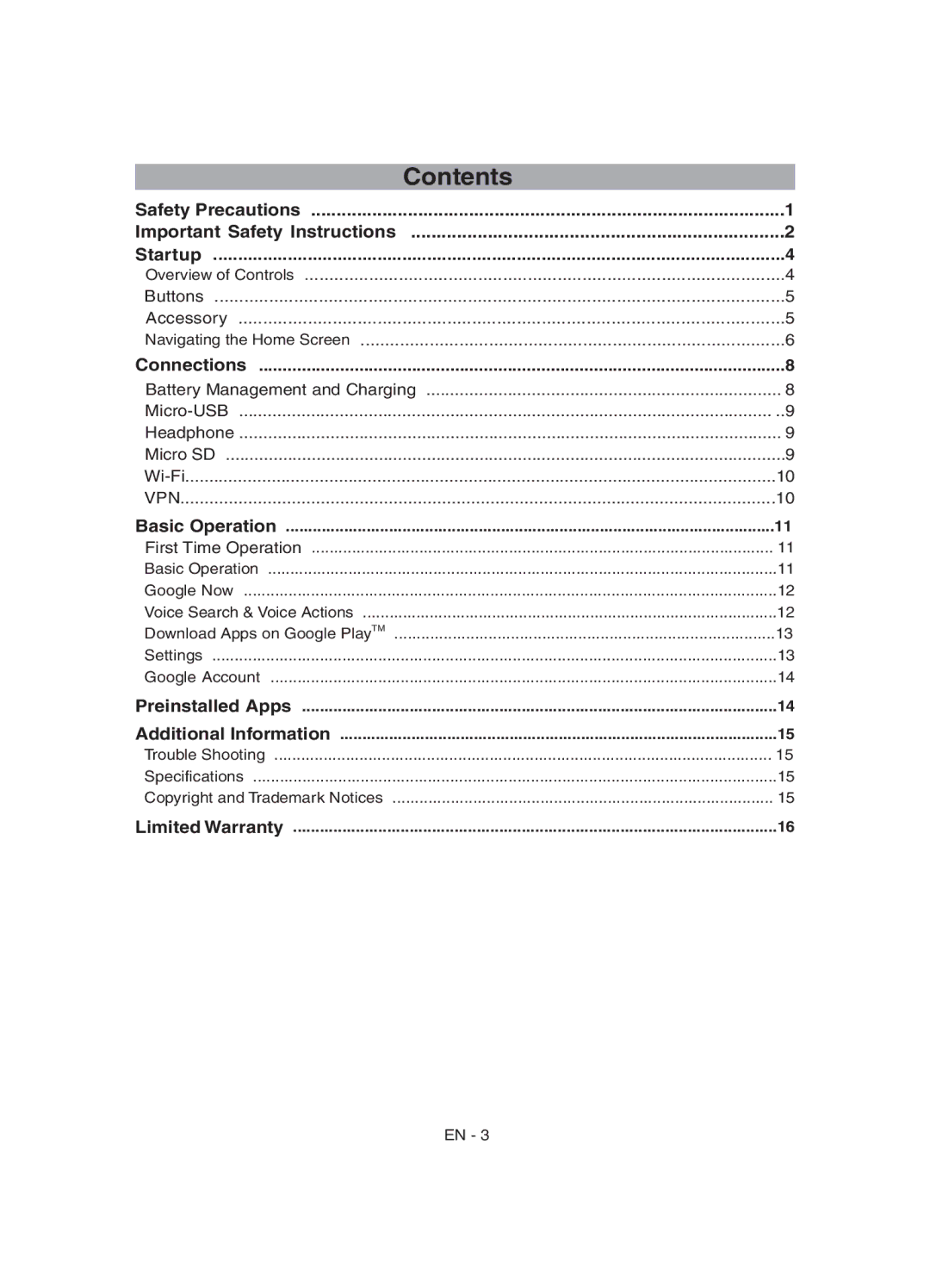 RCA RCT6077W22 user manual Contents 