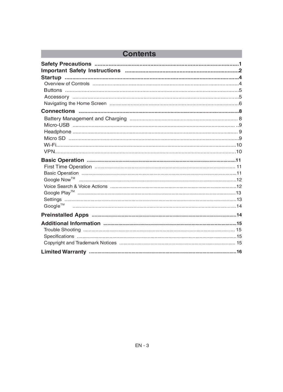 RCA RCT6272W23 user manual Contents 