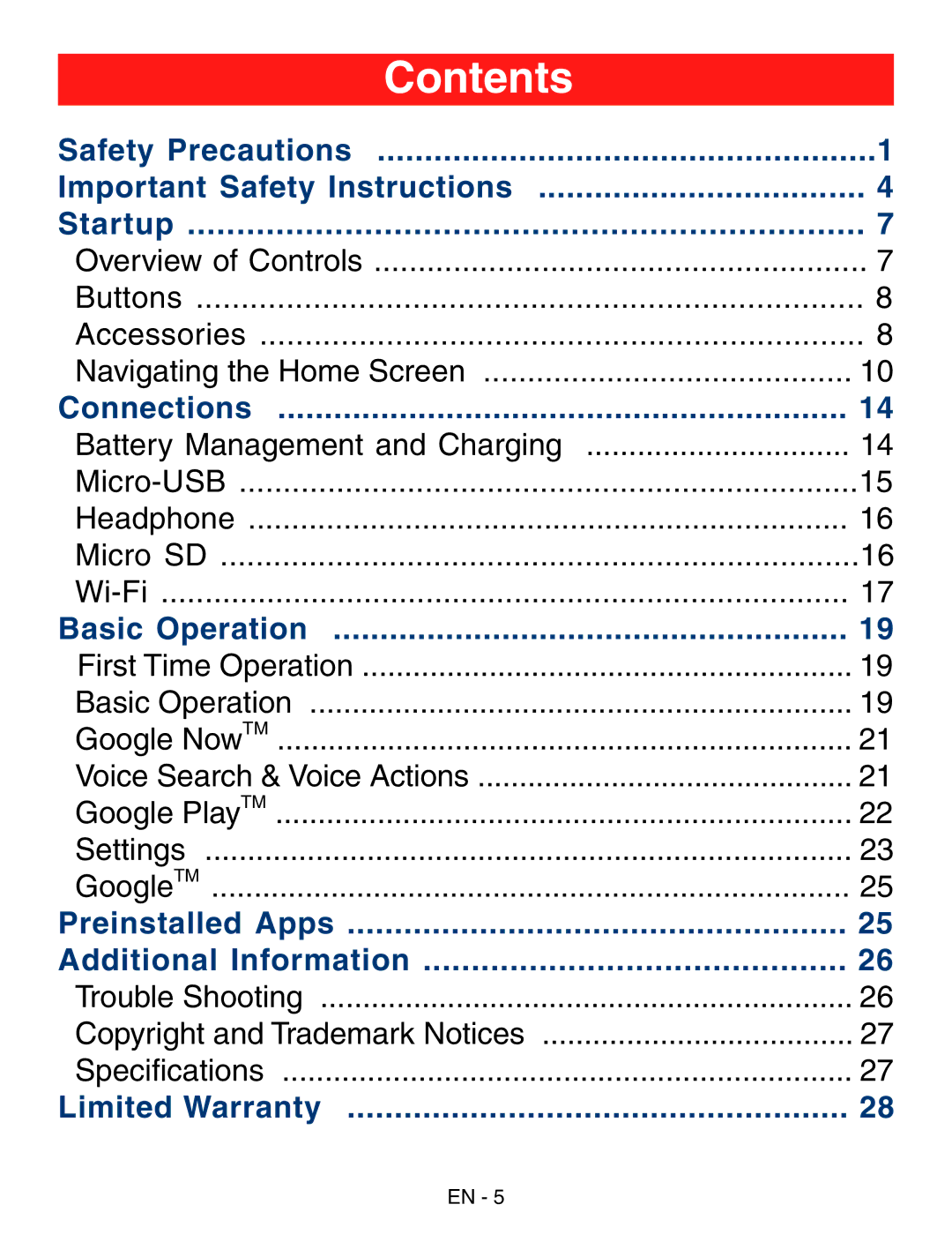 RCA RCT6293W23 user manual Contents 