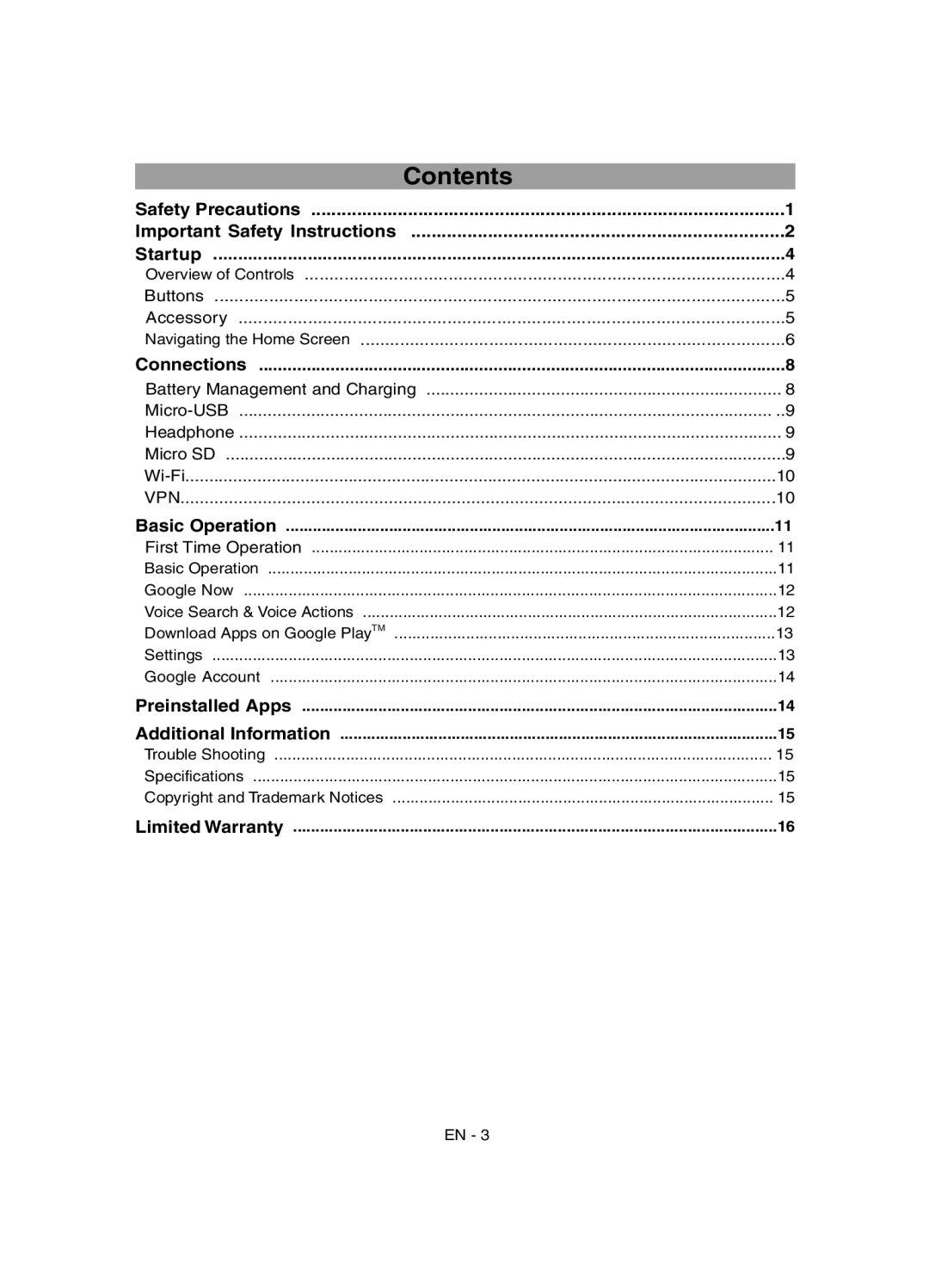 RCA RCT6378W2 user manual Contents 