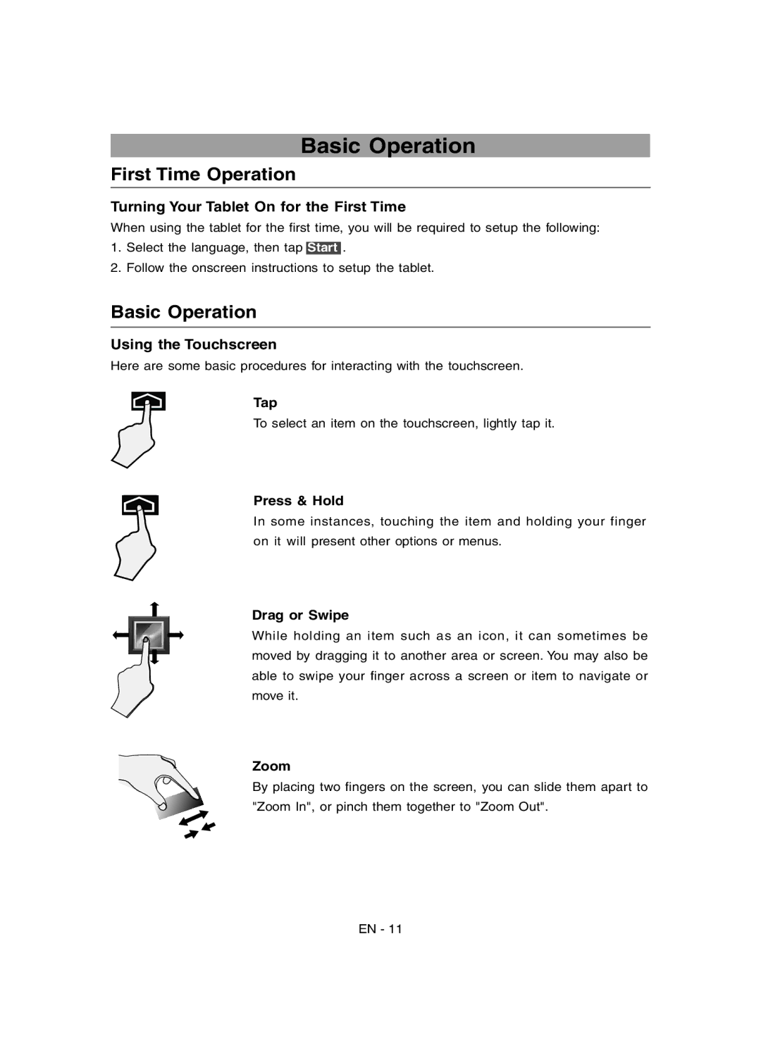 RCA RCT6691W3 user manual Basic Operation, First Time Operation 