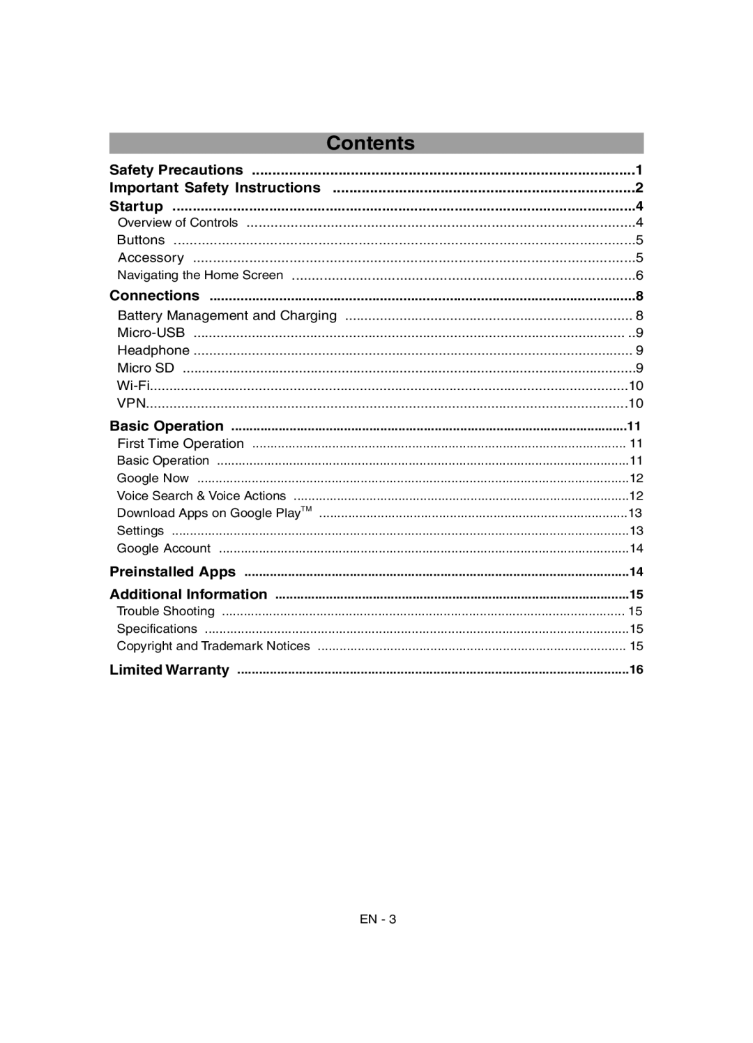 RCA RCT6691W3 user manual Contents 