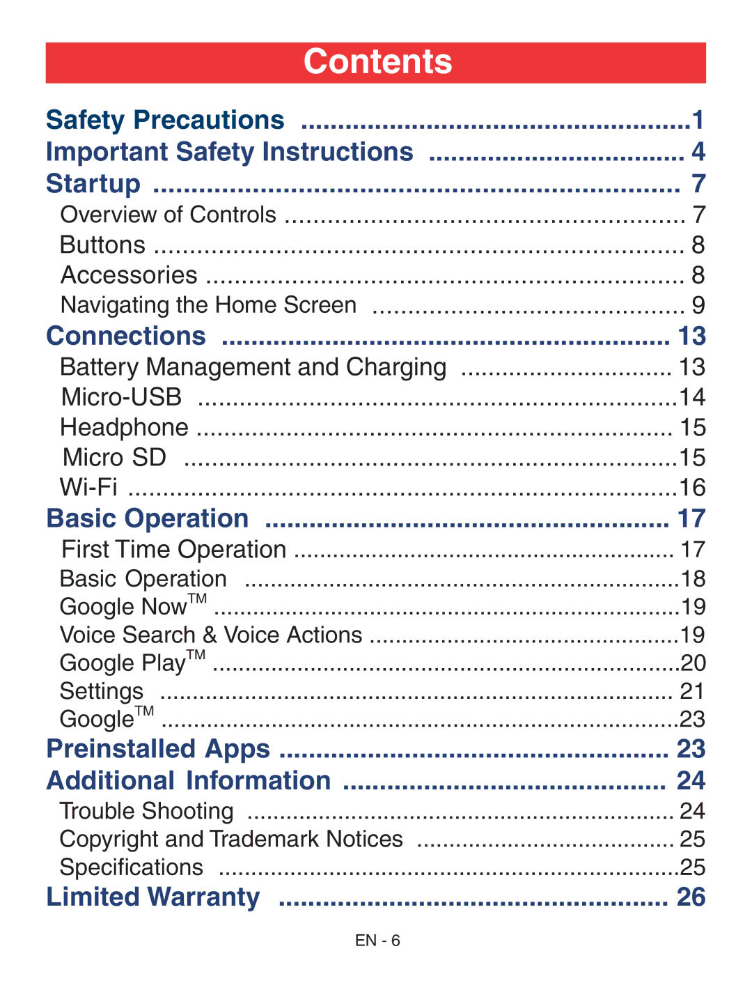 RCA RCT6773W22 user manual Contents 