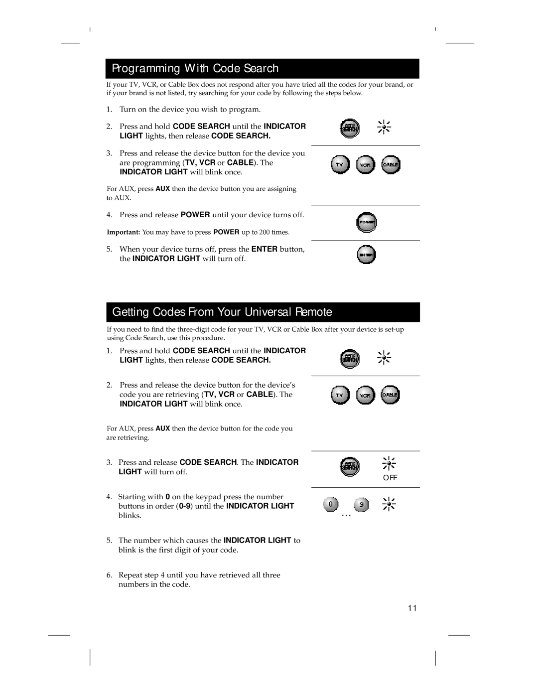 RCA RCU 4 GLW warranty Programming With Code Search, Getting Codes From Your Universal Remote 