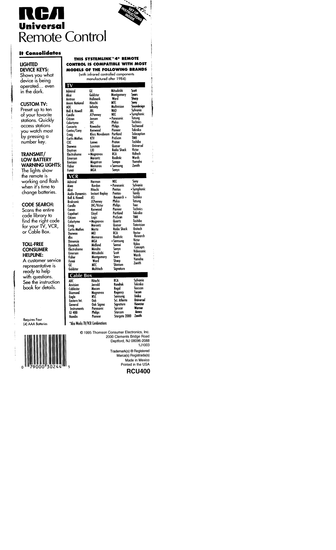 RCA RCU400R3 manual Remote Zontrol, ItConsolidates 