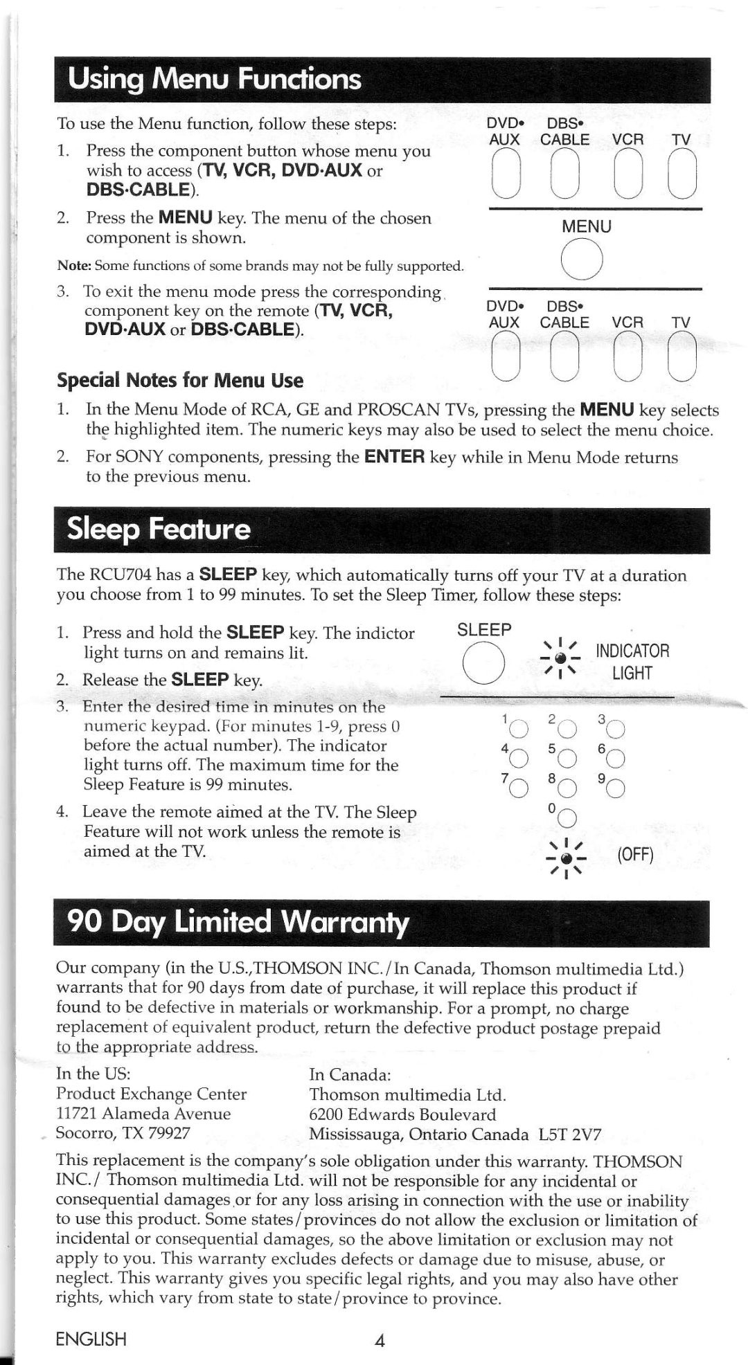 RCA RCU704 Series manual Aana, Oc uo uc 