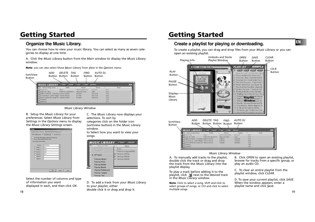 RCA RD 2209 manual Organize the Music Library, Music Library Window 