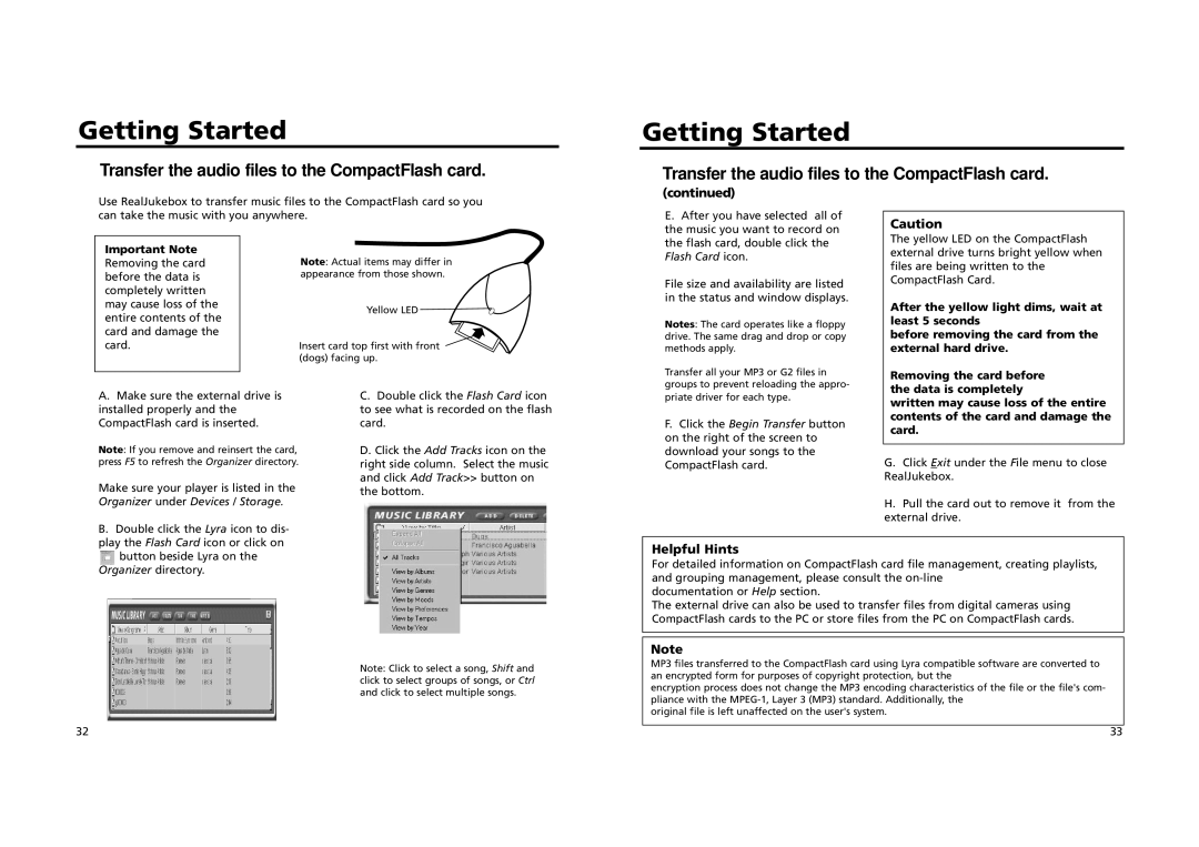 RCA RD 2209 manual Important Note, Flash Card icon 