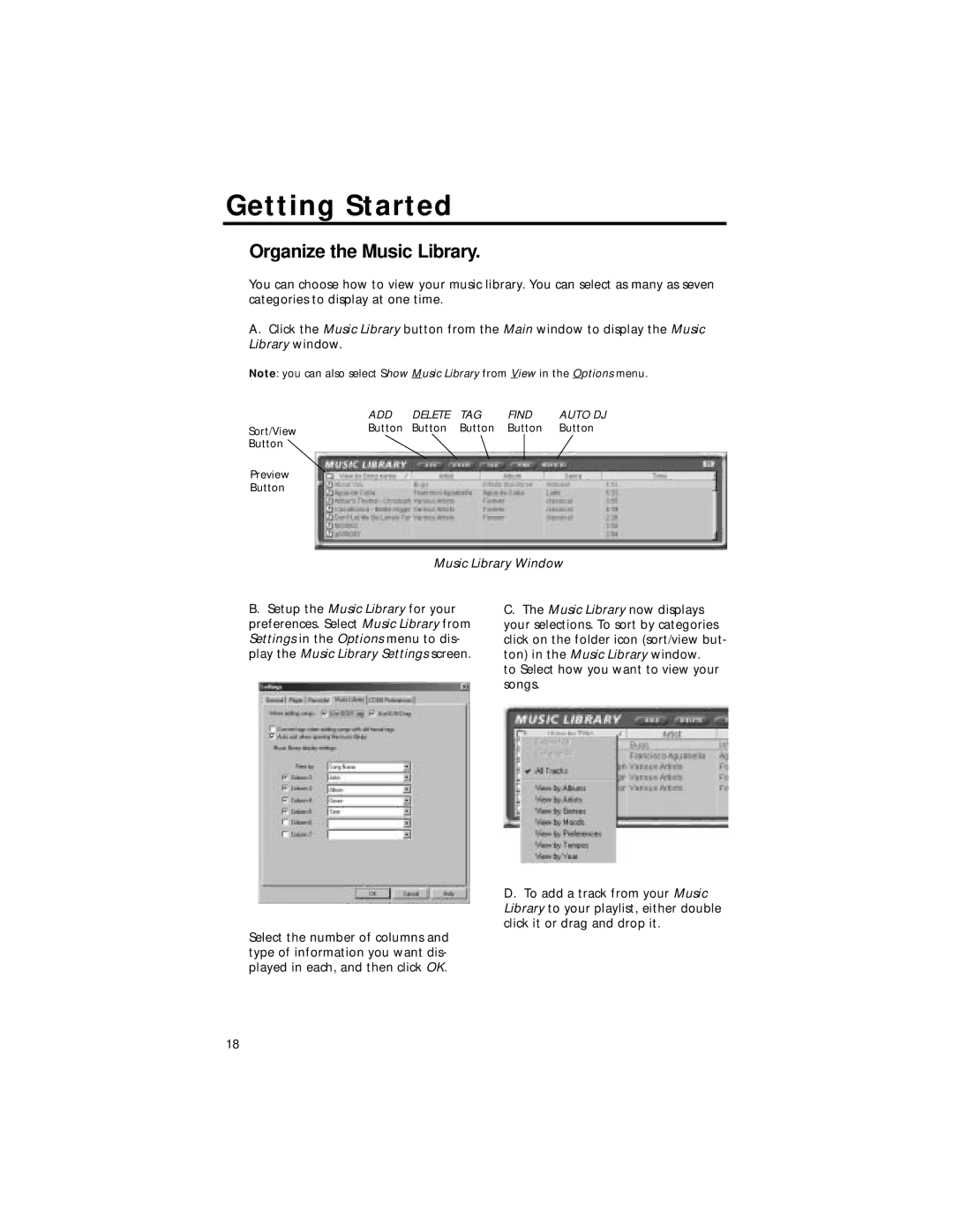 RCA RD2211 manual Organize the Music Library, Music Library Window 