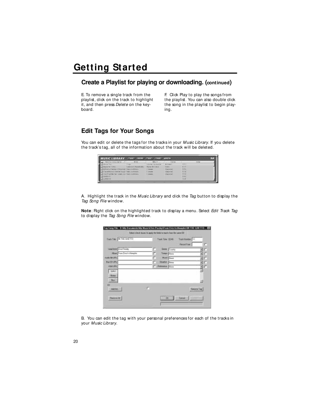 RCA RD2211 manual Edit Tags for Your Songs 