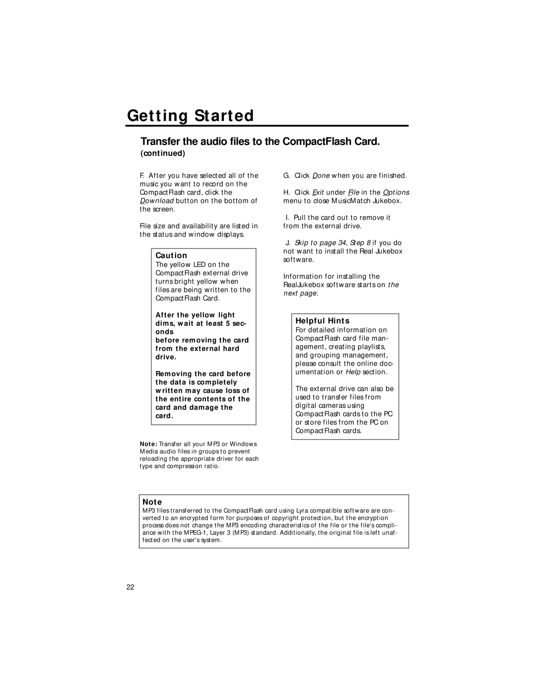 RCA RD2211 manual Helpful Hints 