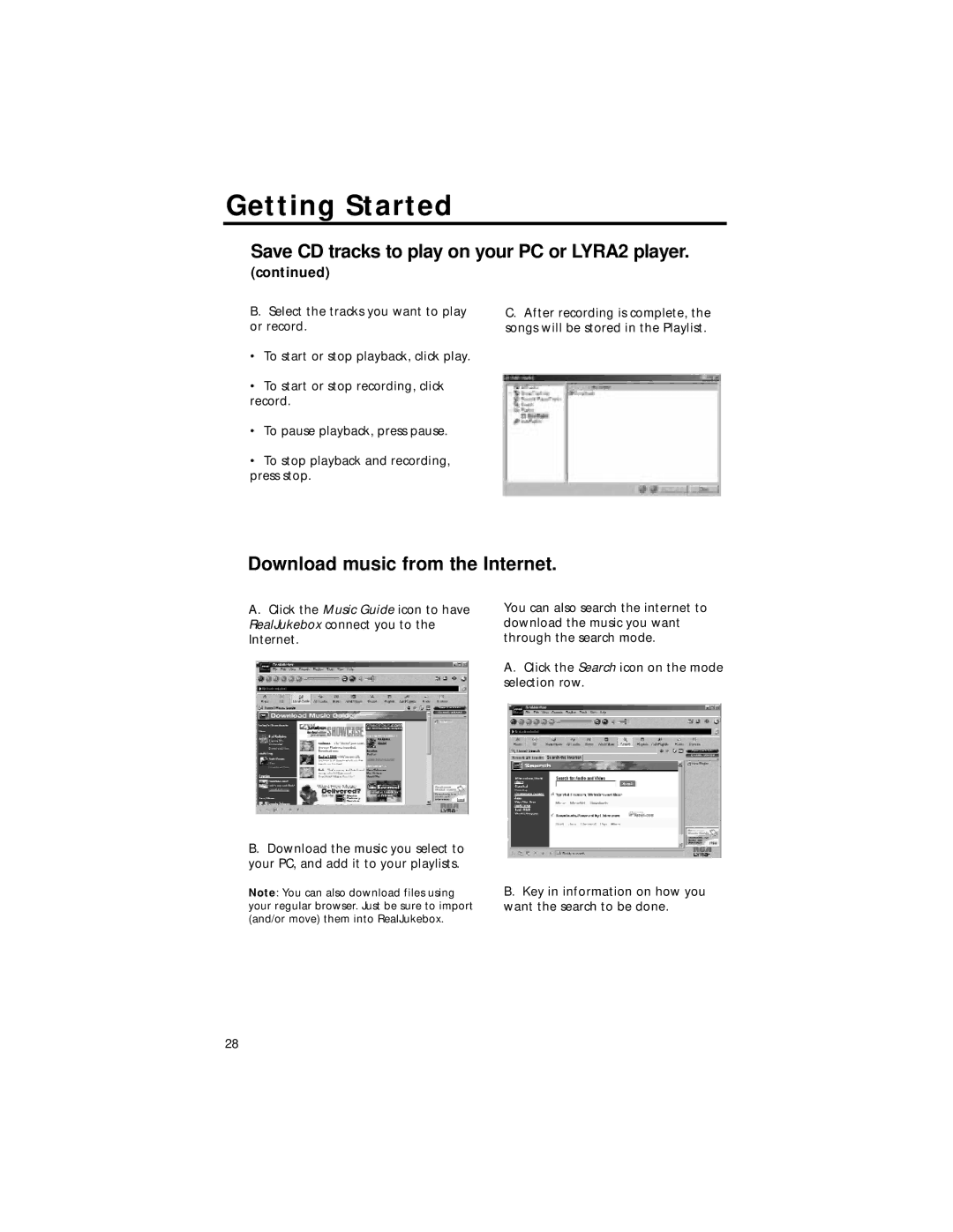 RCA RD2211 manual Download music from the Internet 