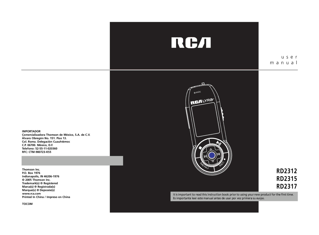 RCA RD2312, RD2315, RD2317 user manual 