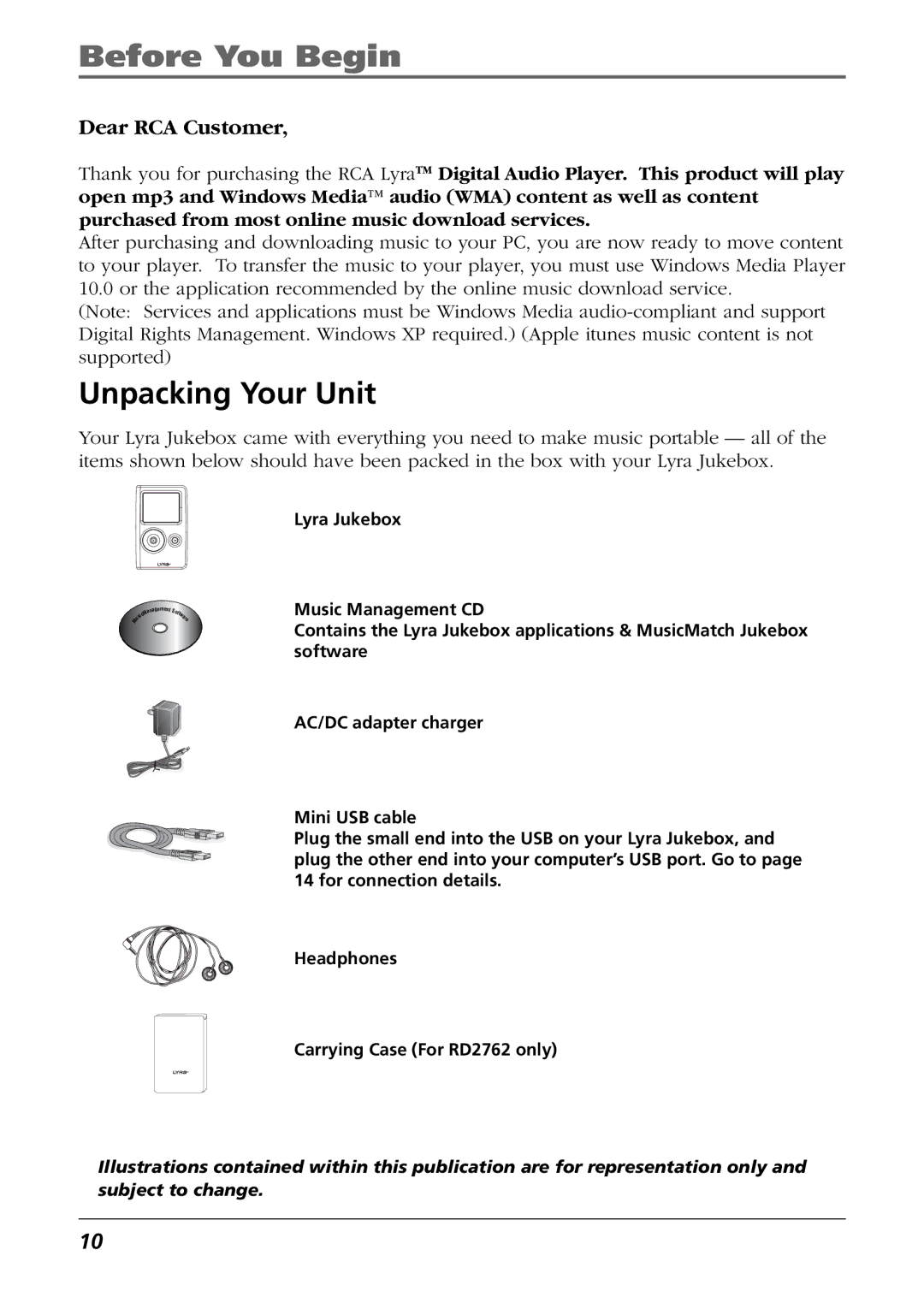 RCA RD2763FM manual Before You Begin, Unpacking Your Unit 