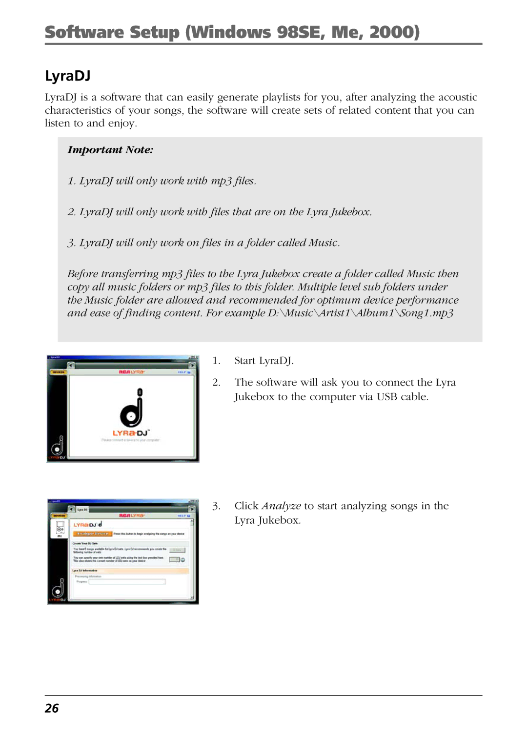 RCA RD2763FM manual LyraDJ, Important Note 