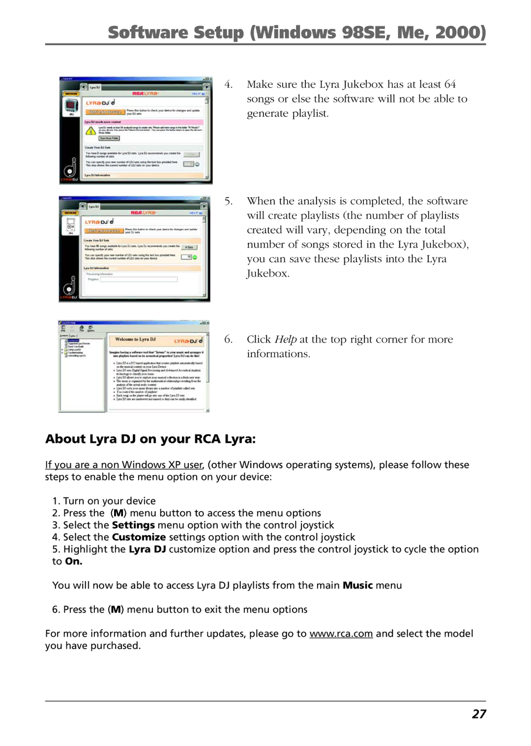 RCA RD2763FM manual About Lyra DJ on your RCA Lyra 