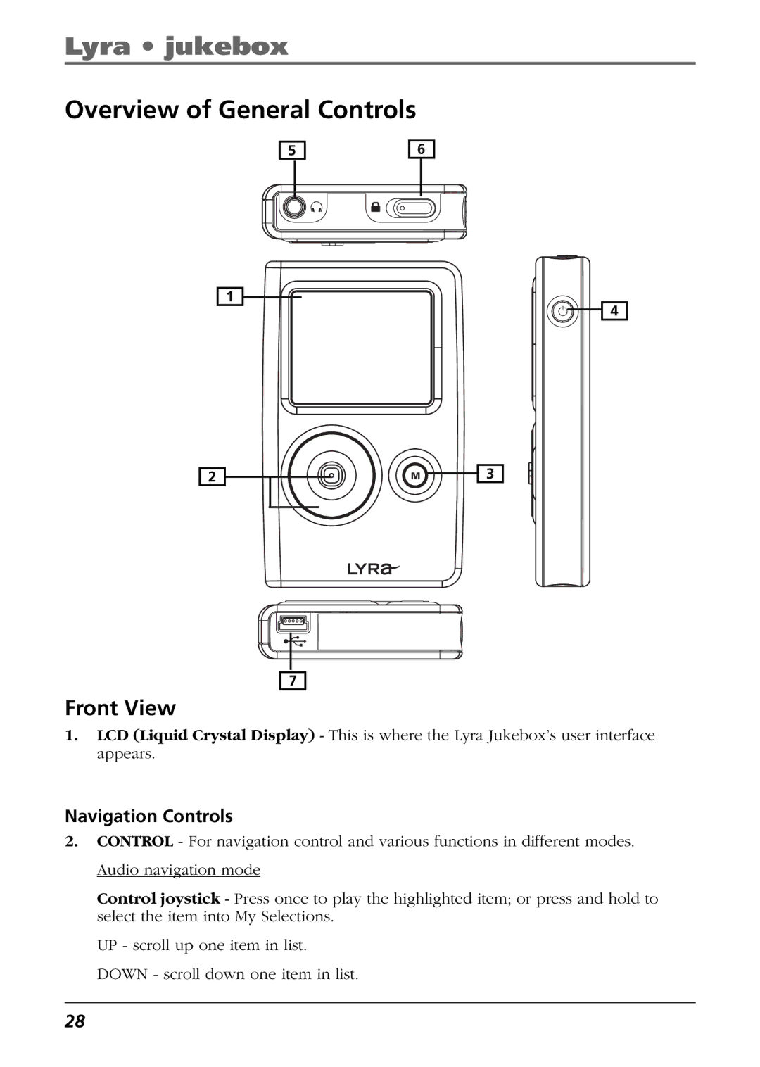 RCA RD2763FM manual Lyra jukebox, Overview of General Controls, Front View 