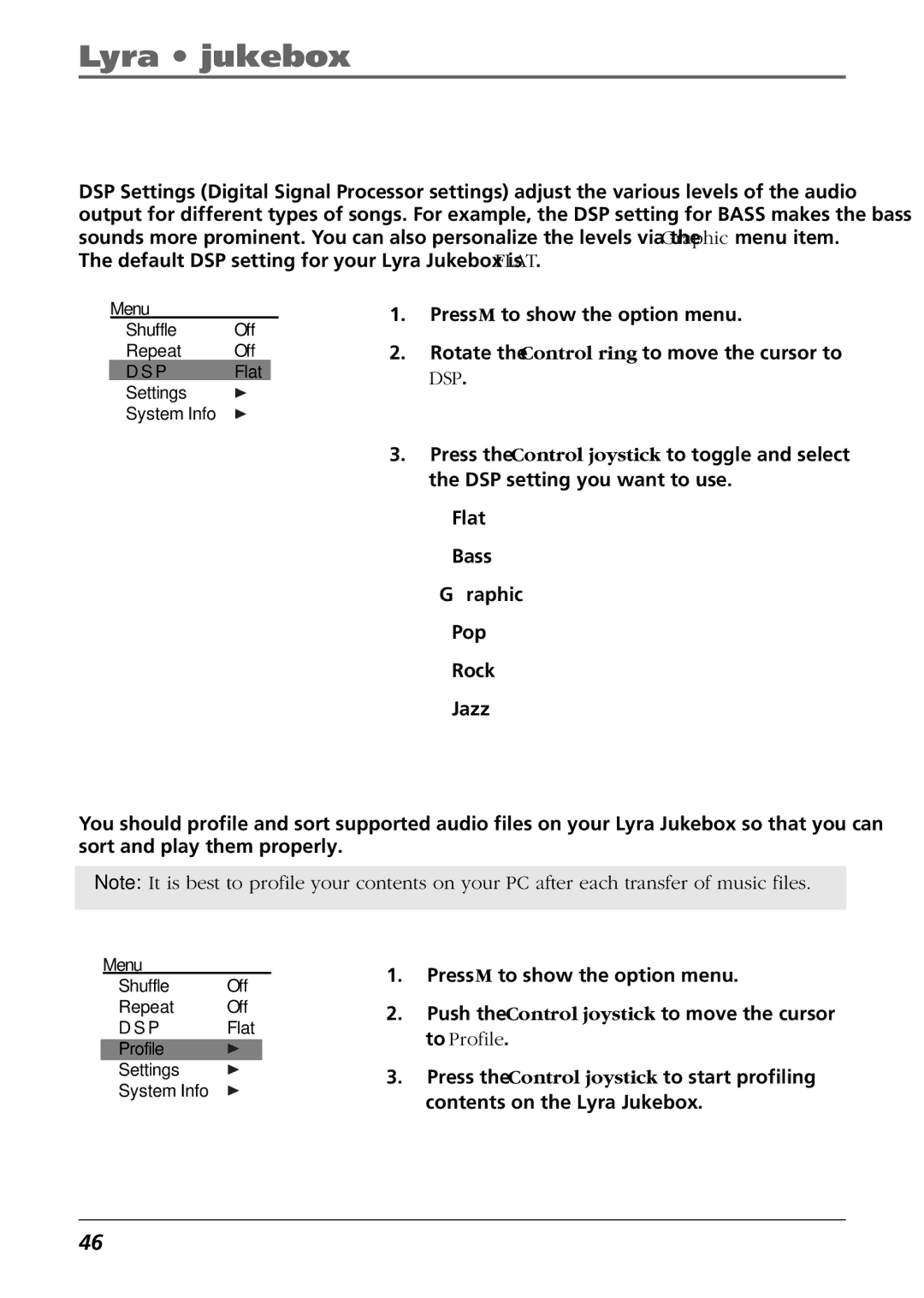 RCA RD2763FM manual Adjusting DSP Settings, Profiling the Contents 