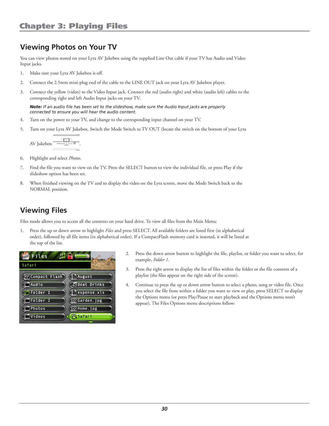 RCA RD2780 manual Viewing Photos on Your TV, Viewing Files 