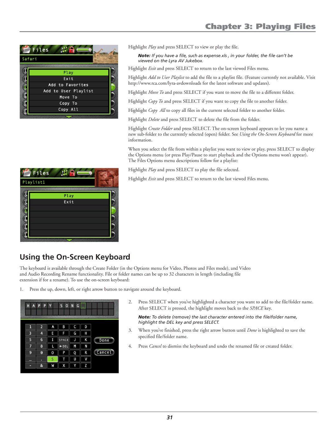 RCA RD2780 manual Using the On-Screen Keyboard 