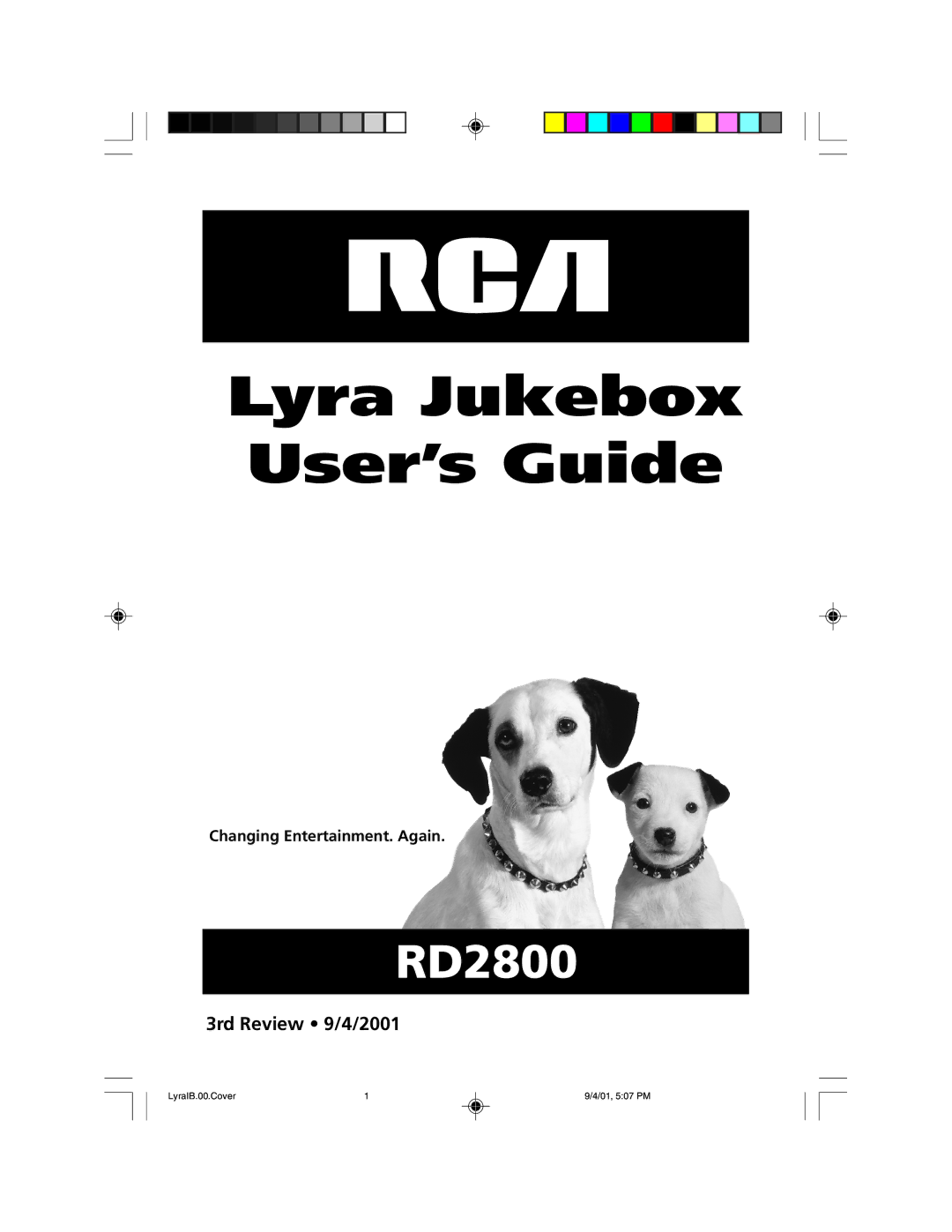 RCA RD2800 manual 3rd Review 9/4/2001, Changing Entertainment. Again 