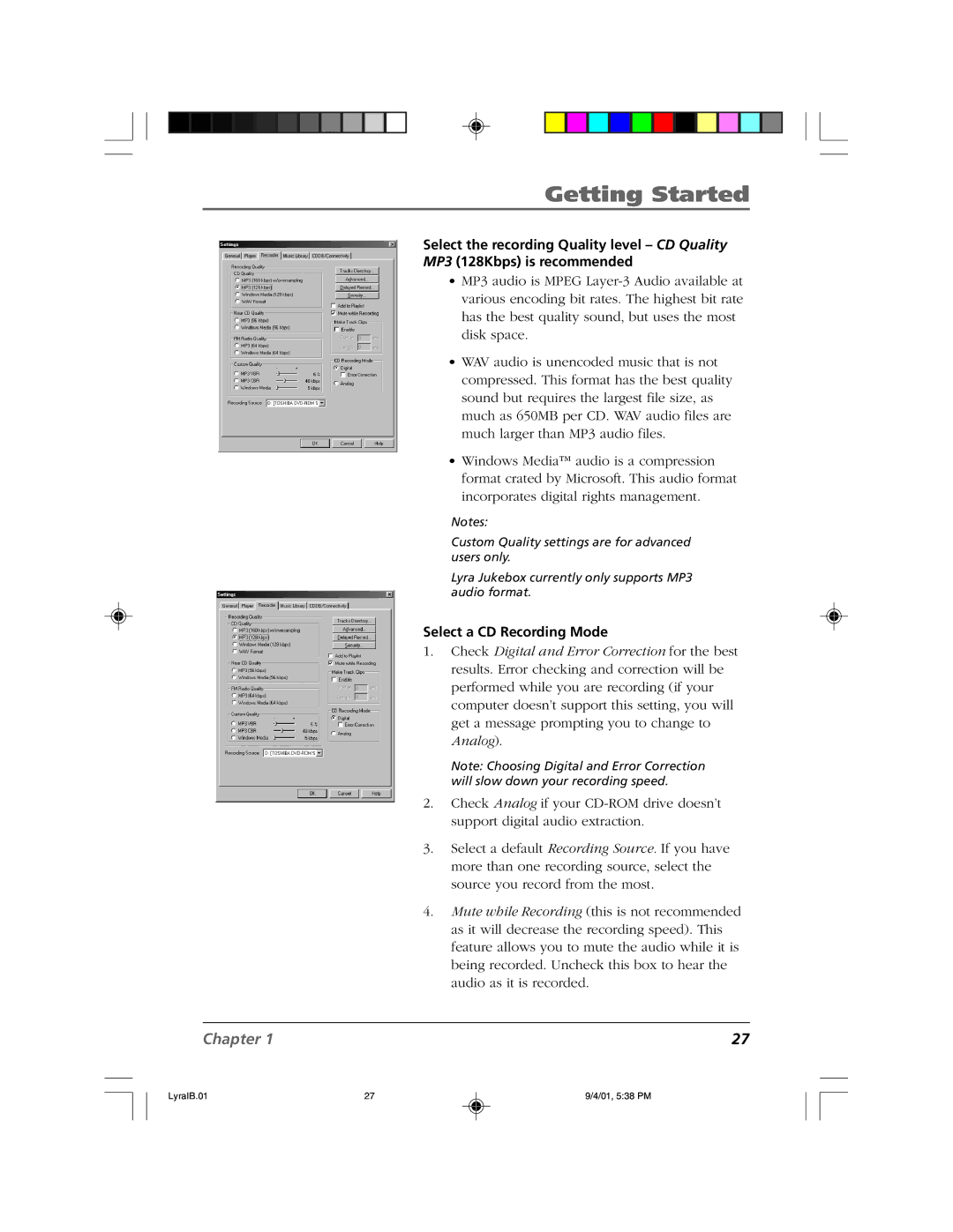 RCA RD2800 manual Select a CD Recording Mode 