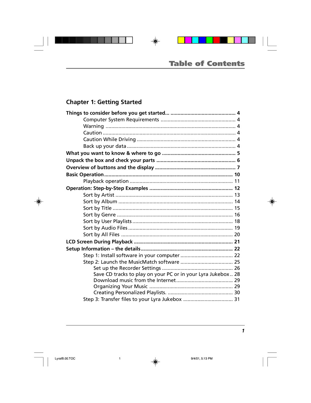 RCA RD2800 manual Table of Contents 