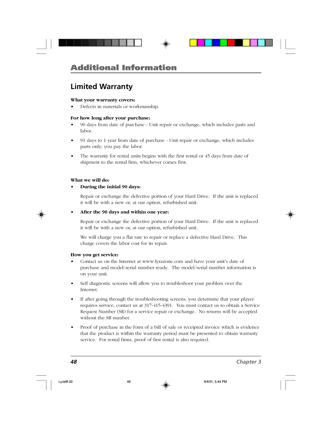 RCA RD2800 manual Limited Warranty, For how long after your purchase 