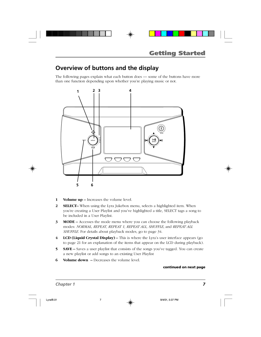 RCA RD2800 manual Overview of buttons and the display 