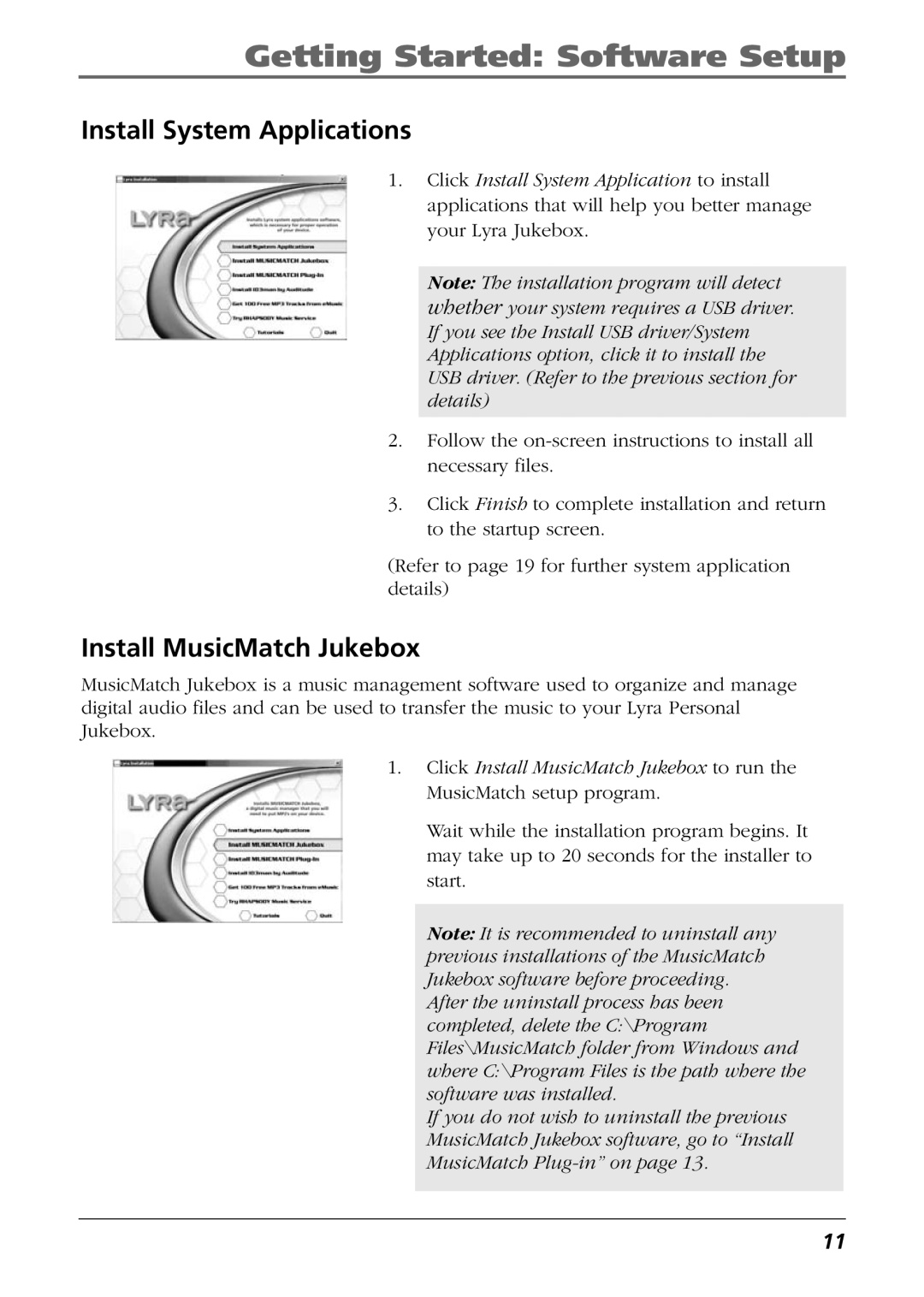 RCA RD2826, RD2825, RD2840 manual Install System Applications, Install MusicMatch Jukebox 