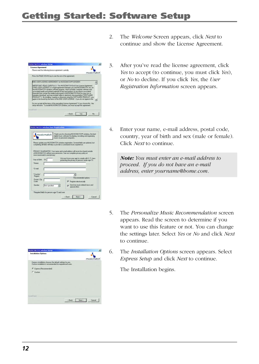 RCA RD2825, RD2840, RD2826 manual Getting Started Software Setup 