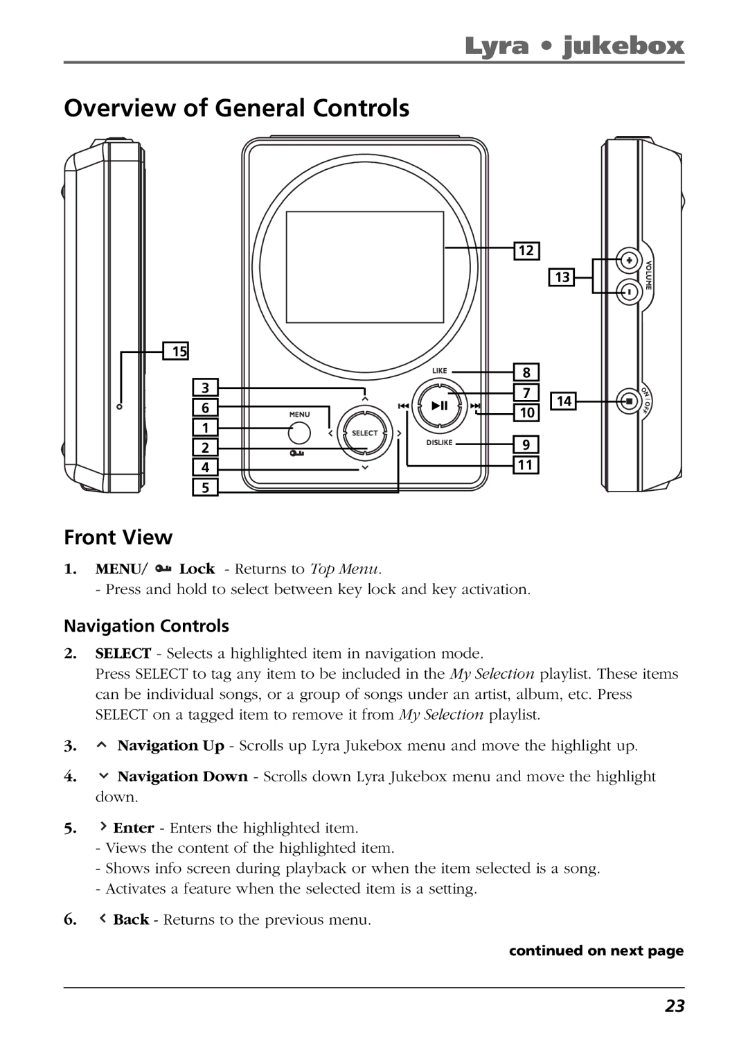 RCA RD2826, RD2825, RD2840 manual Overview of General Controls, Front View, Navigation Controls 