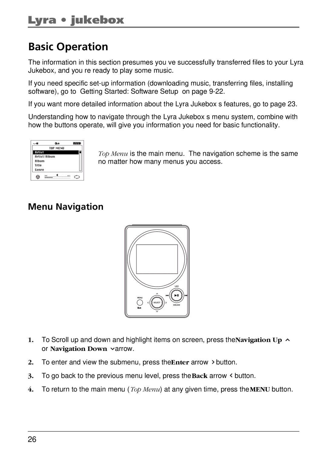 RCA RD2826, RD2825, RD2840 manual Basic Operation, Menu Navigation 