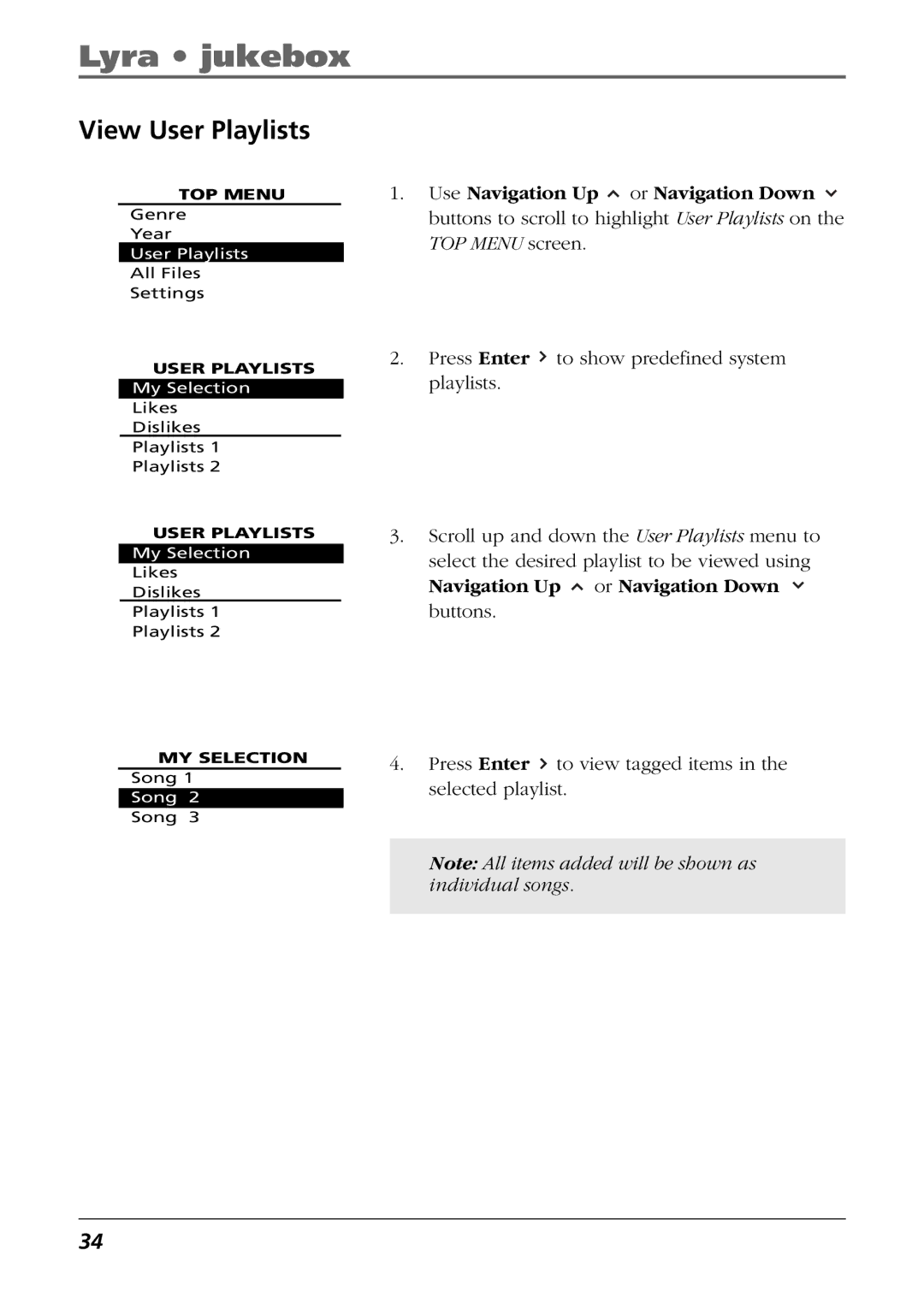 RCA RD2840, RD2825, RD2826 manual View User Playlists 