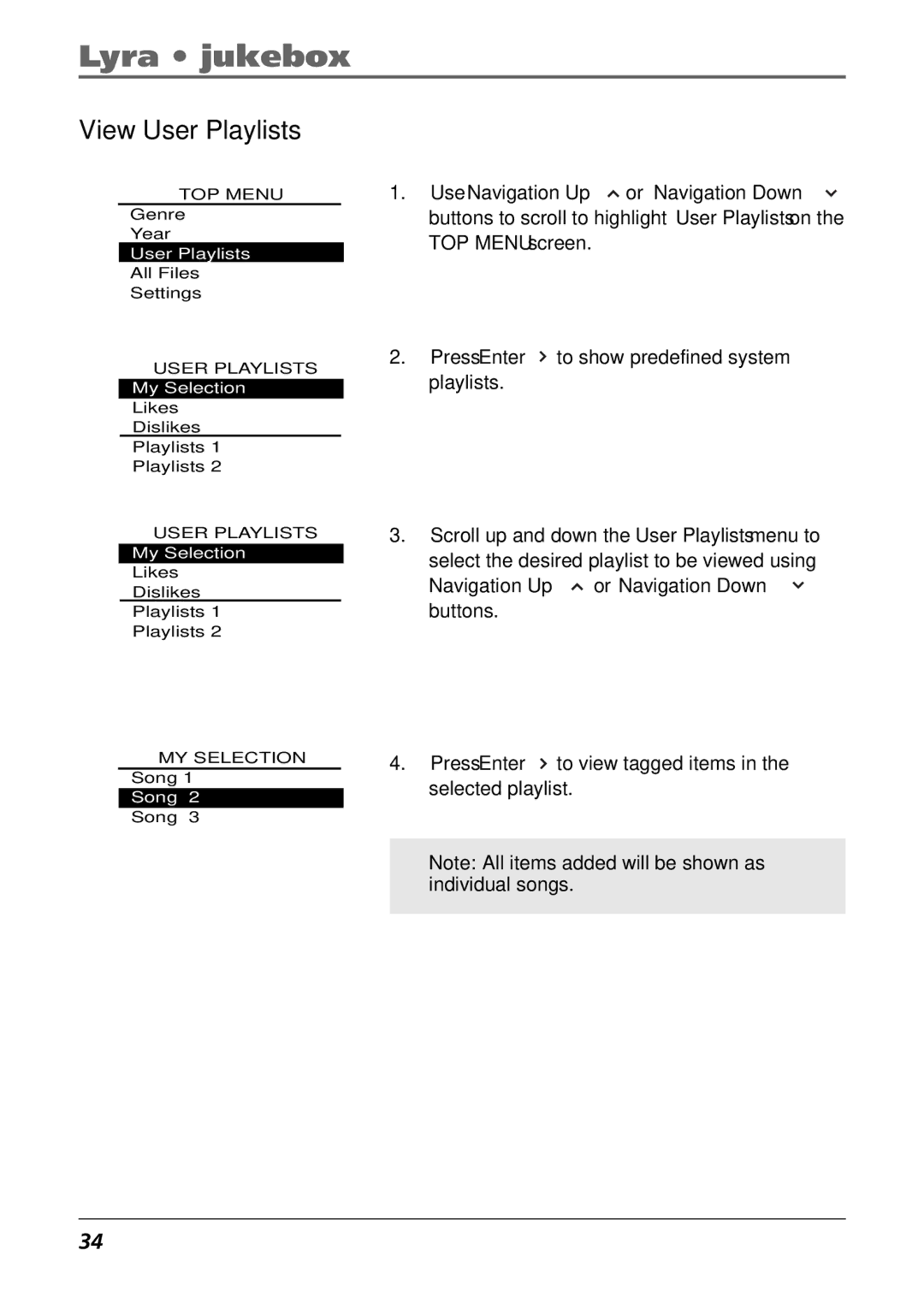 RCA RD2840 manual View User Playlists 