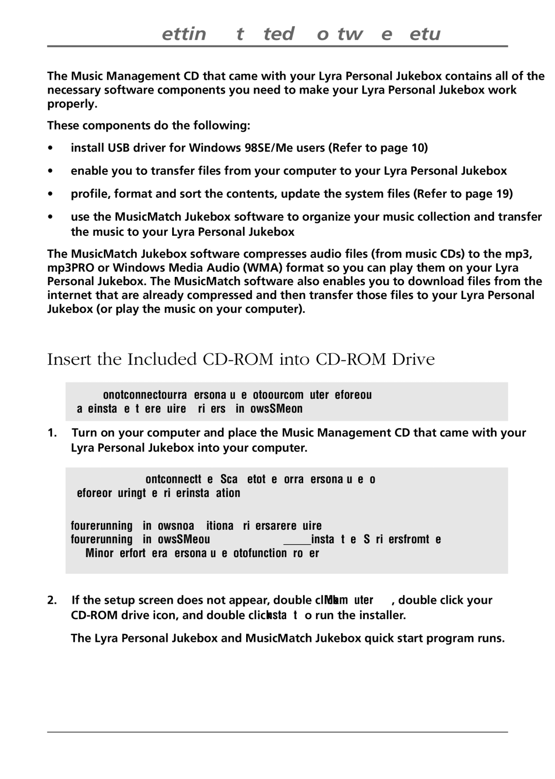 RCA RD2840 manual Getting Started Software Setup, Insert the Included CD-ROM into CD-ROM Drive 