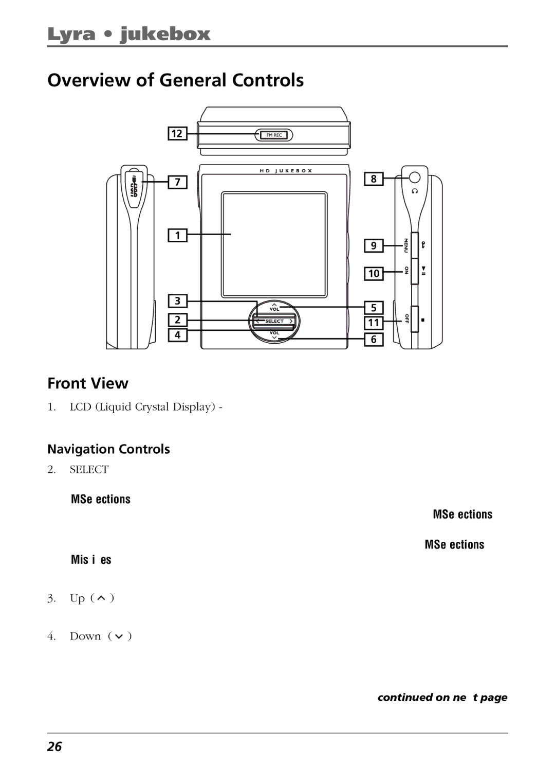 RCA RD2850, RD2854 manual Overview of General Controls, Front View 